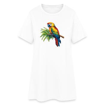 Perroquet coloré sur branche - Robe T-shirt Femme - blanc - Devant