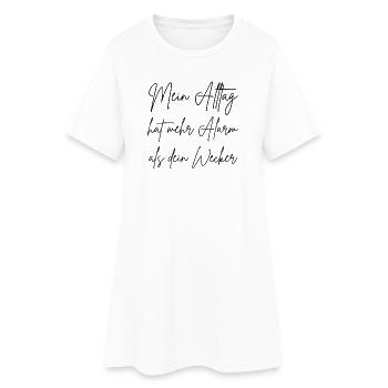 Ma vie quotidienne a plus d’alarme que ton réveil - Robe T-shirt Femme - blanc - Devant