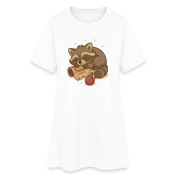 Schlafender Weihnachts Waschbär - Frauen T-Shirt-Kleid - Weiß - Vorne