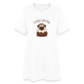 Carlin de dessin animé comme gâteau aux épices - Vœux de saison - Robe T-shirt Femme - blanc - Devant
