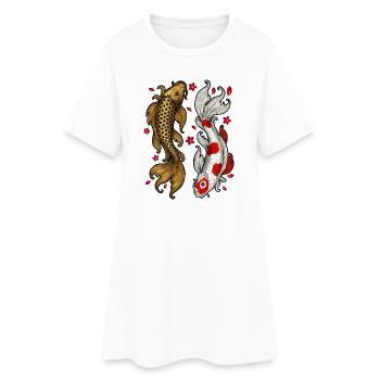 Dessin de poisson koï | Amour et harmonie - Robe T-shirt Femme - blanc - Devant