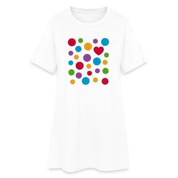 T-shirt cœur à pois tachetés – Colorful Spotted Love - Robe T-shirt Femme - blanc - Devant