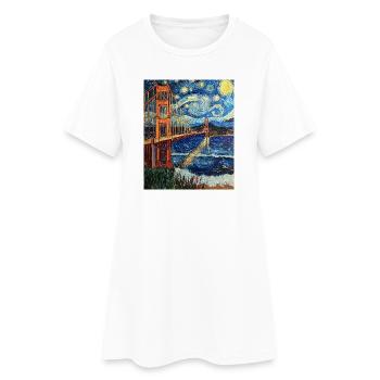 Pont du Golden Gate de San Francisco à la Van Gogh - Robe T-shirt Femme - blanc - Devant