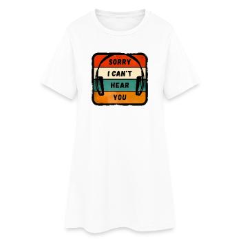 Sorry I Can’t Hear You - Casque rétro - Robe T-shirt Femme - blanc - Devant