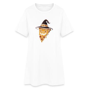 Kürbispizza mit Hexenhut - Frauen T-Shirt-Kleid - Weiß - Vorne