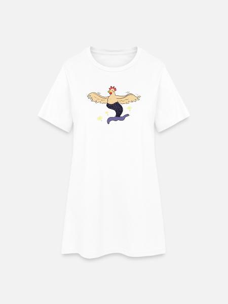 Glückliche Henne-Meerjungfrau - Frauen T-Shirt-Kleid - Weiß