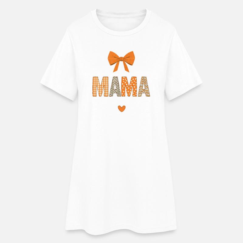 Orange Mom Patchwork Patterns - Women’s T-Shirt Dress - white