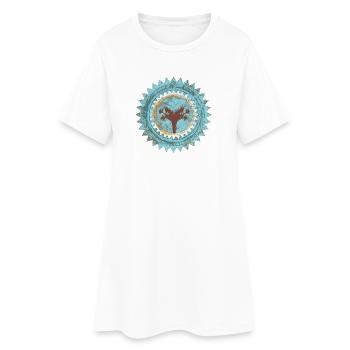Distressed Tree Seal Blue Mallorca - Women’s T-Shirt Dress - white - Front