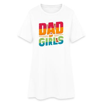 Papa de filles arc-en-ciel, pères - Robe T-shirt Femme - blanc - Devant