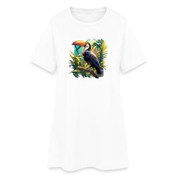 Tukane Tukan - Frauen T-Shirt-Kleid - Weiß - Vorne