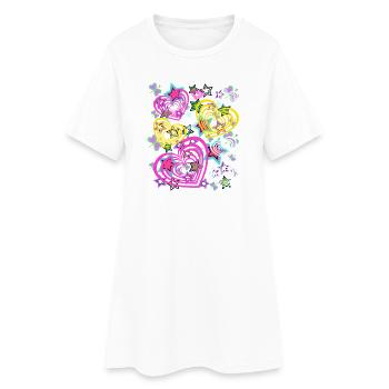 Retro Herz Herzen  - Frauen T-Shirt-Kleid - Weiß - Vorne