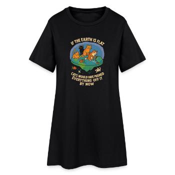 Si la terre était plate, les chats l’auraient déjà fait - Robe T-shirt Femme - noir - Devant