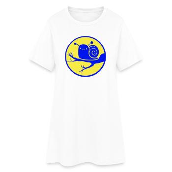 Escargot Arbre Branche Nuit Lune Rond Doux Heureux - Robe T-shirt Femme - blanc - Devant