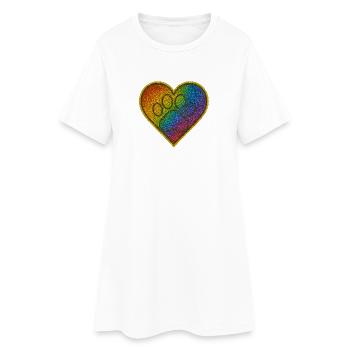 Regenbogen Herzenspfote Glitzer - Frauen T-Shirt-Kleid - Weiß - Vorne