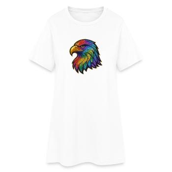 Regenbogen Adler Kopf Patch - Frauen T-Shirt-Kleid - Weiß - Vorne