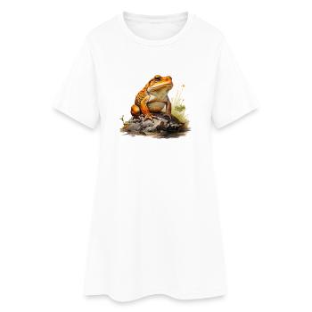 Grenouille ou crapaud rouge orangé sur pierre - Robe T-shirt Femme - blanc - Devant