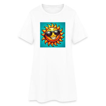 Sonne - Frauen T-Shirt-Kleid - Weiß - Vorne