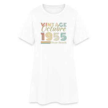 Octobre 1955 Vinatge Cadeau d’anniversaire rétro - Robe T-shirt Femme - blanc - Devant