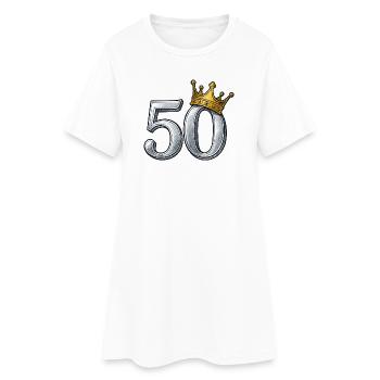 Idée cadeau couronne d’or 50e anniversaire - Robe T-shirt Femme - blanc - Devant