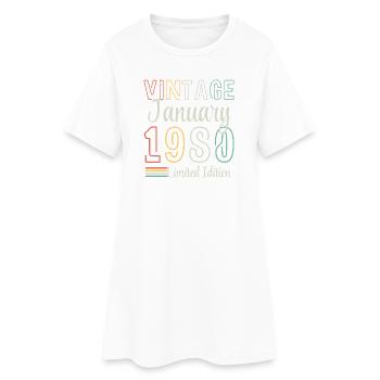 Vintage Février 1980 – Édition Limitée Anniversair - Robe T-shirt Femme - blanc - Devant