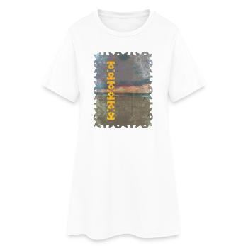 Motif totem jaune sur la plage - Robe T-shirt Femme - blanc - Devant