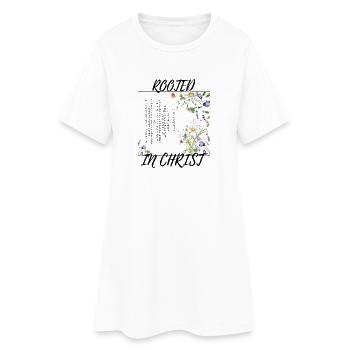 Rooted in Christ – Colossians 2:6–7 - Frauen T-Shirt-Kleid - Weiß - Vorne