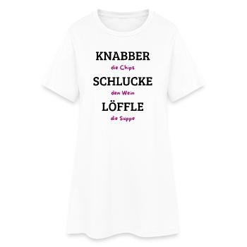Chips Wein Suppe Typografie - Frauen T-Shirt-Kleid - Weiß - Vorne