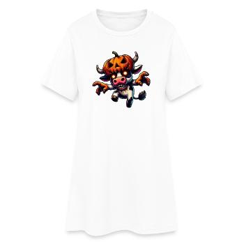 horreur vache zombie taureau Halloween citrouille dessin animé - Robe T-shirt Femme - blanc - Devant