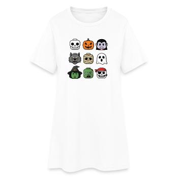 Halloween Bausteinköpfe Jugend Kind Halloween - Frauen T-Shirt-Kleid - Weiß - Vorne