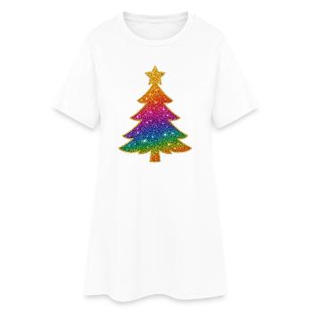 Arbre de Noël scintillant arc-en-ciel - Robe T-shirt Femme - blanc - Devant