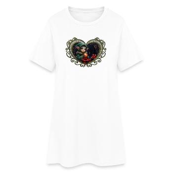Christmas elf in ornate heart - Women’s T-Shirt Dress - white - Front