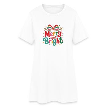 Fröhliche und helle festliche Schleife - Frauen T-Shirt-Kleid - Weiß - Vorne