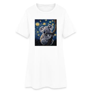 Koala Australie Van Gogh Style Nuit étoilée - Robe T-shirt Femme - blanc - Devant