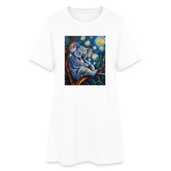 Koala Australie Van Gogh Style Nuit étoilée - Robe T-shirt Femme - blanc - Devant