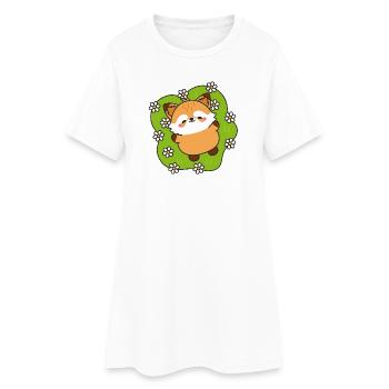 Renarde joyeuse et marguerites - Robe T-shirt Femme - blanc - Devant