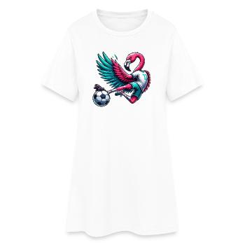 Flamingo Footballer 11 Coup de pied acrobatique - Robe T-shirt Femme - blanc - Devant