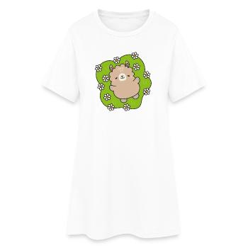 Ourson Joyeux au Jardin Fleuri - Robe T-shirt Femme - blanc - Devant