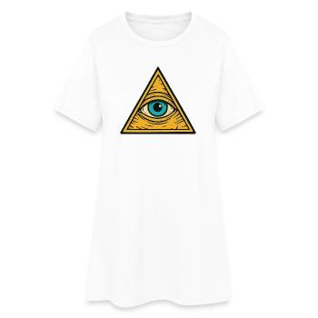 Eye in triangle illustration - Women’s T-Shirt Dress - white - Front