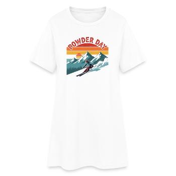 Ski Poudreuse Journée Rétro Neige profonde Sports d’hiver - Robe T-shirt Femme - blanc - Devant