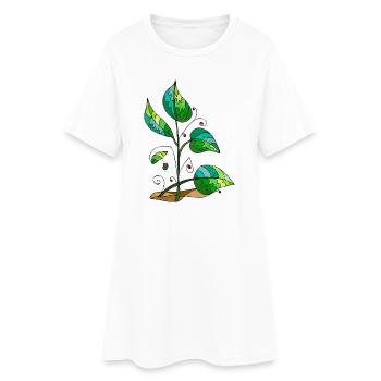 feuilles - Robe T-shirt Femme - blanc - Devant