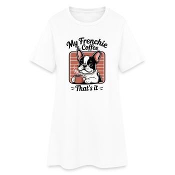 Frenchie Französische Bulldogge Cartoon - Frauen T-Shirt-Kleid - Weiß - Vorne