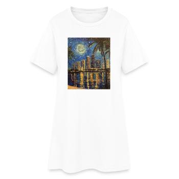 Miami Beach, Floride, Van Gogh, Nuit étoilée - Robe T-shirt Femme - blanc - Devant