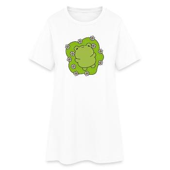 Grenouille kawaii au cœur fleuri - Robe T-shirt Femme - blanc - Devant
