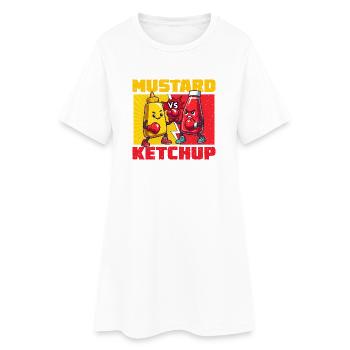 Moutarde contre Ketchup: Duel cartoon - Robe T-shirt Femme - blanc - Devant