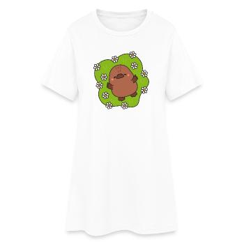 Kawaii Küken auf Blumenhintergrund - Frauen T-Shirt-Kleid - Weiß - Vorne
