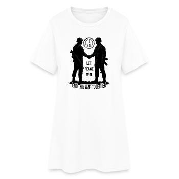 LASS DEN FRIEDEN SIEGEN - Frauen T-Shirt-Kleid - Weiß - Vorne