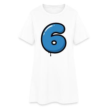 Dessin animé de ballon bleu numéro 6 - Robe T-shirt Femme - blanc - Devant