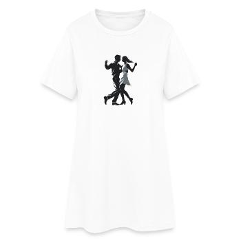Tanzendes Paar - Cooles Silhouetten-Logo - Frauen T-Shirt-Kleid - Weiß - Vorne