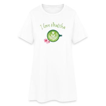 Matcha love - Frauen T-Shirt-Kleid - Weiß - Vorne