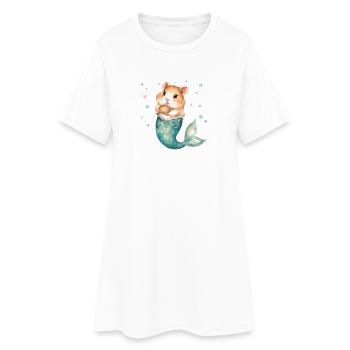 Cute Hamster Mermaid Kids Design - Women’s T-Shirt Dress - white - Front